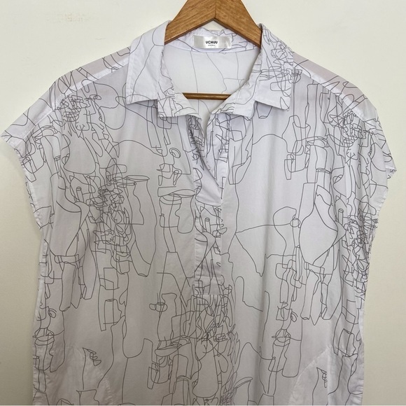 UCHUU cotton boxy dress white grey chunky lightweight sleeveless oversized tunic - Picture 6 of 16